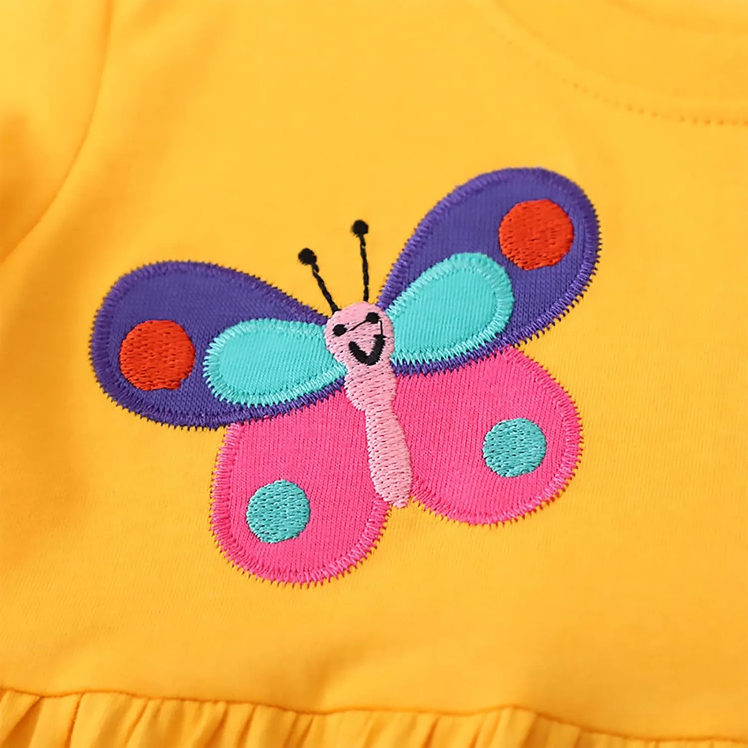 KISSOURBABY Little Girls Soft Summer Cotton Short Sleeve Dresses T-Shirt Casual Cartoon Dress