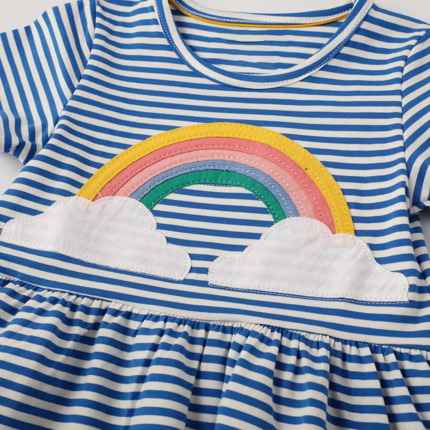 KISSOURBABY Little Girls Soft Summer Cotton Short Sleeve Dresses T-Shirt Casual Cartoon Dress