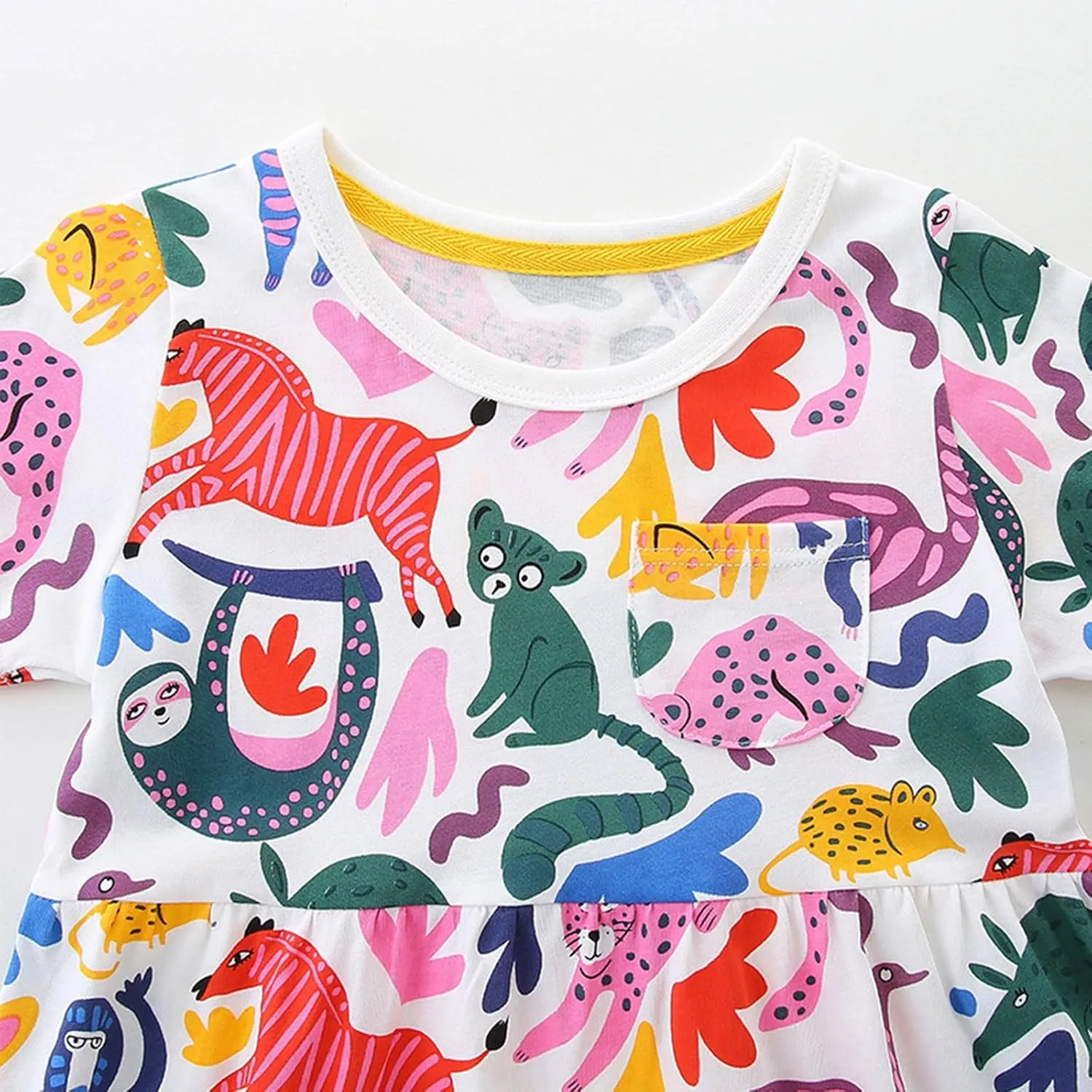 KISSOURBABY Little Girls Soft Summer Cotton Short Sleeve Dresses T-Shirt Casual Cartoon Dress