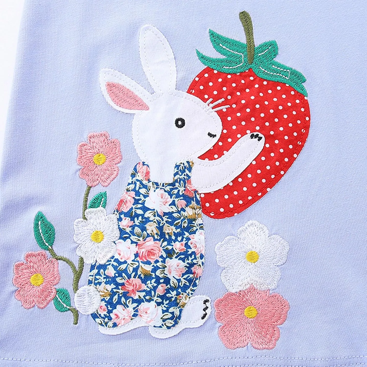 KISSOURBABY Little Girls Soft Summer Cotton Short Sleeve Dresses T-Shirt Casual Cartoon Dress