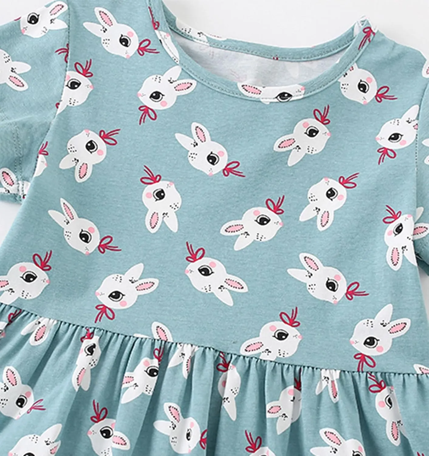 KISSOURBABY Little Girls Soft Summer Cotton Short Sleeve Dresses T-Shirt Casual Cartoon Dress