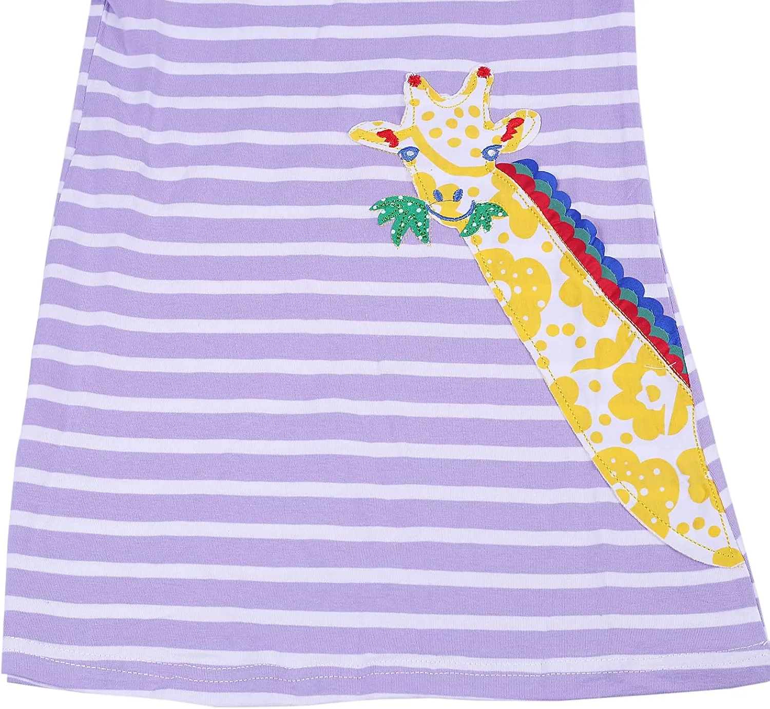 KISSOURBABY Little Girls Soft Summer Cotton Short Sleeve Dresses T-Shirt Casual Cartoon Dress
