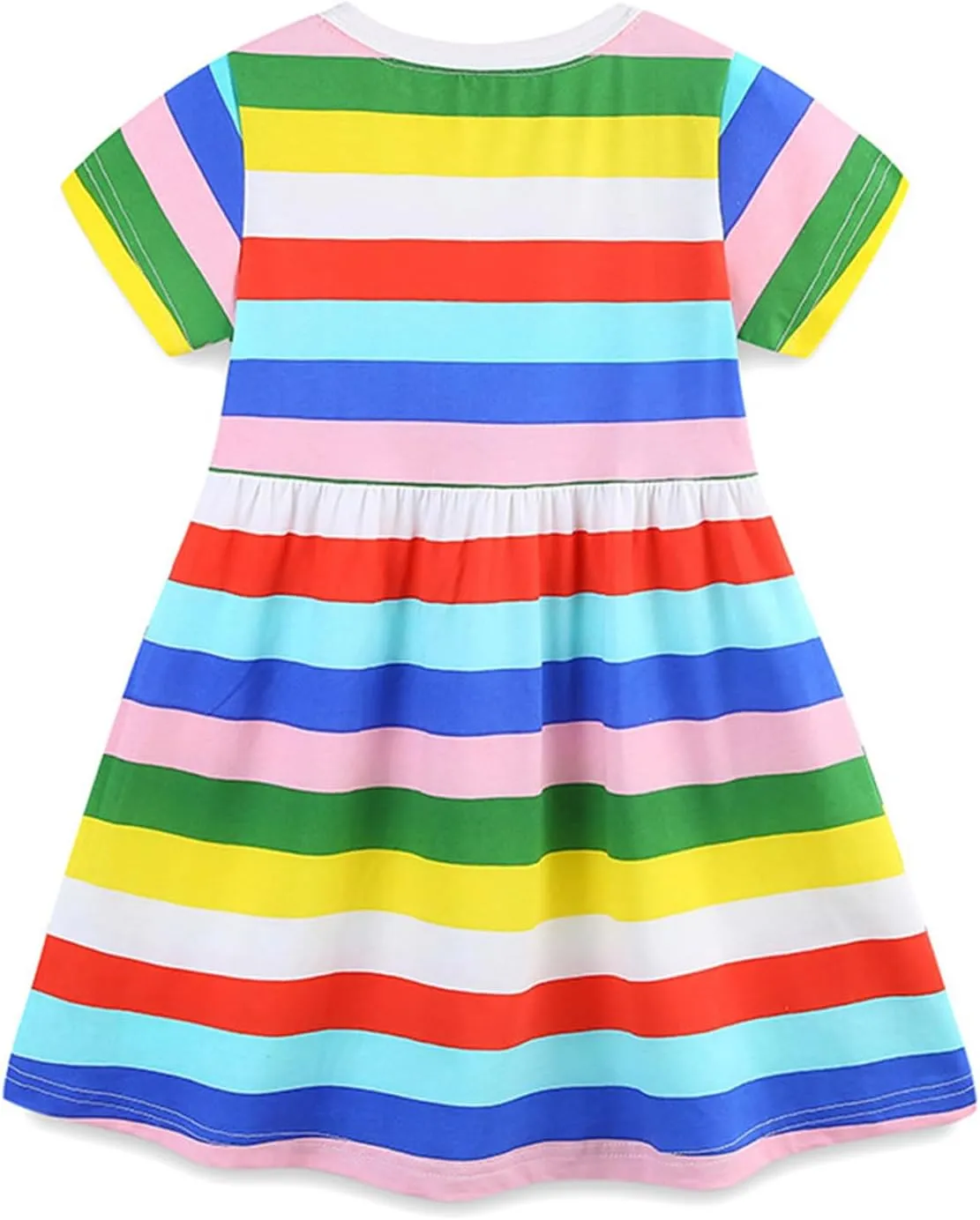 KISSOURBABY Little Girls Soft Summer Cotton Short Sleeve Dresses T-Shirt Casual Cartoon Dress
