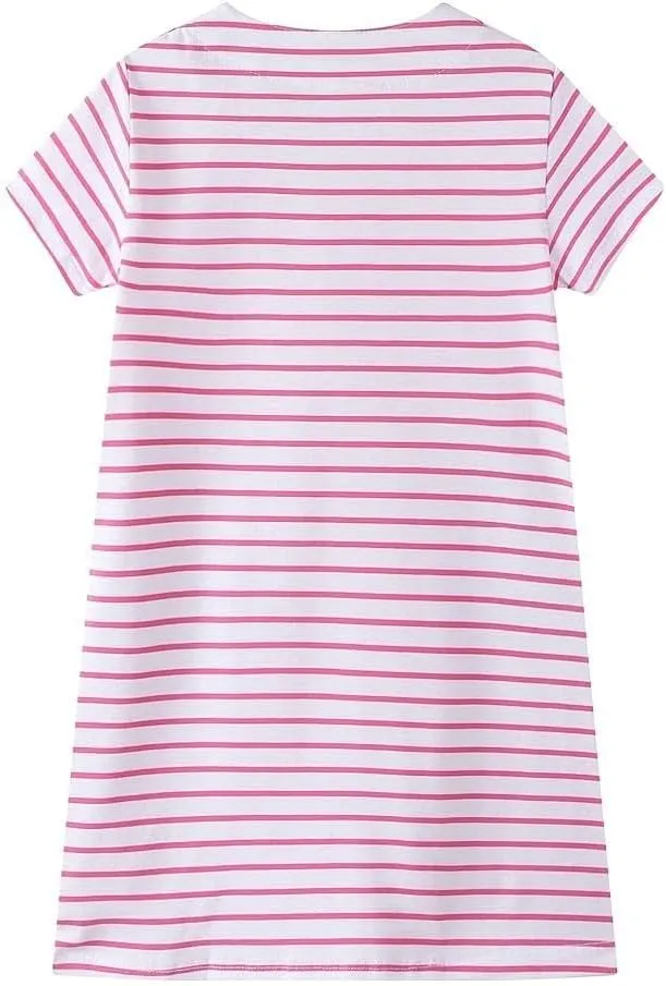KISSOURBABY Little Girls Soft Summer Cotton Short Sleeve Dresses T-Shirt Casual Cartoon Dress