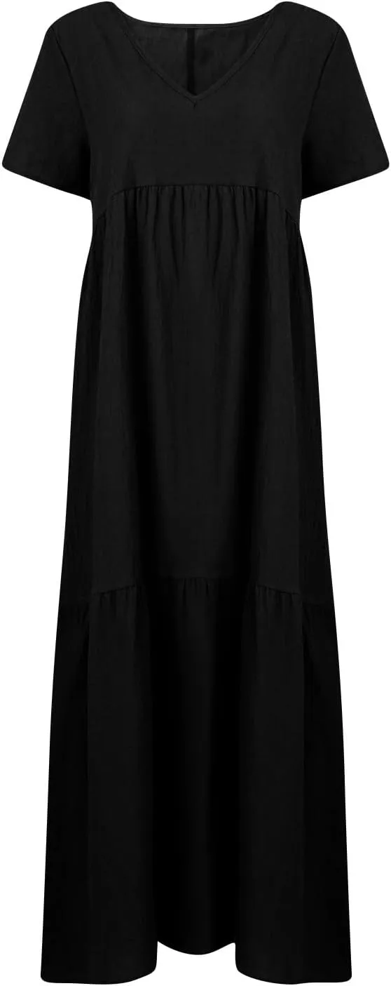Ladies Easter Dresses Summer Maxi Dresses 2025 Floral Pattern V-Neck Classical Casual Church Services Casual Dresses