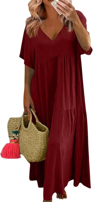 Ladies Easter Dresses Summer Maxi Dresses 2025 Floral Pattern V-Neck Classical Casual Church Services Casual Dresses