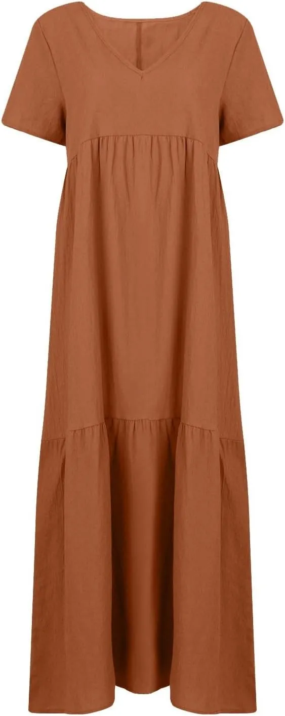 Ladies Easter Dresses Summer Maxi Dresses 2025 Floral Pattern V-Neck Classical Casual Church Services Casual Dresses