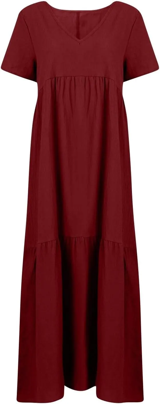 Ladies Easter Dresses Summer Maxi Dresses 2025 Floral Pattern V-Neck Classical Casual Church Services Casual Dresses