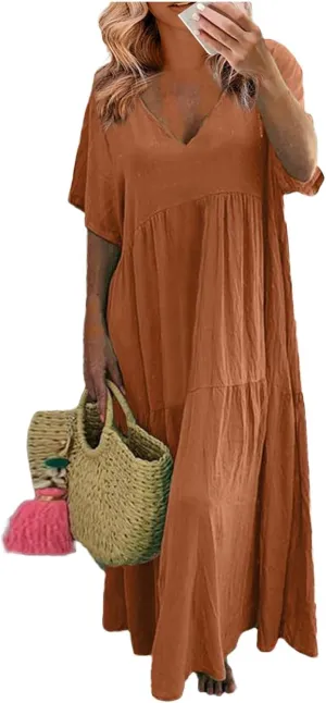 Ladies Easter Dresses Summer Maxi Dresses 2025 Floral Pattern V-Neck Classical Casual Church Services Casual Dresses