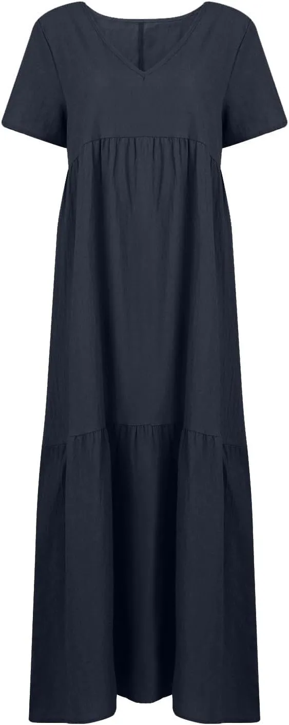 Ladies Easter Dresses Summer Maxi Dresses 2025 Floral Pattern V-Neck Classical Casual Church Services Casual Dresses