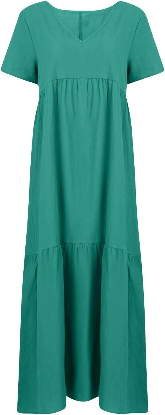 Ladies Easter Dresses Summer Maxi Dresses 2025 Floral Pattern V-Neck Classical Casual Church Services Casual Dresses