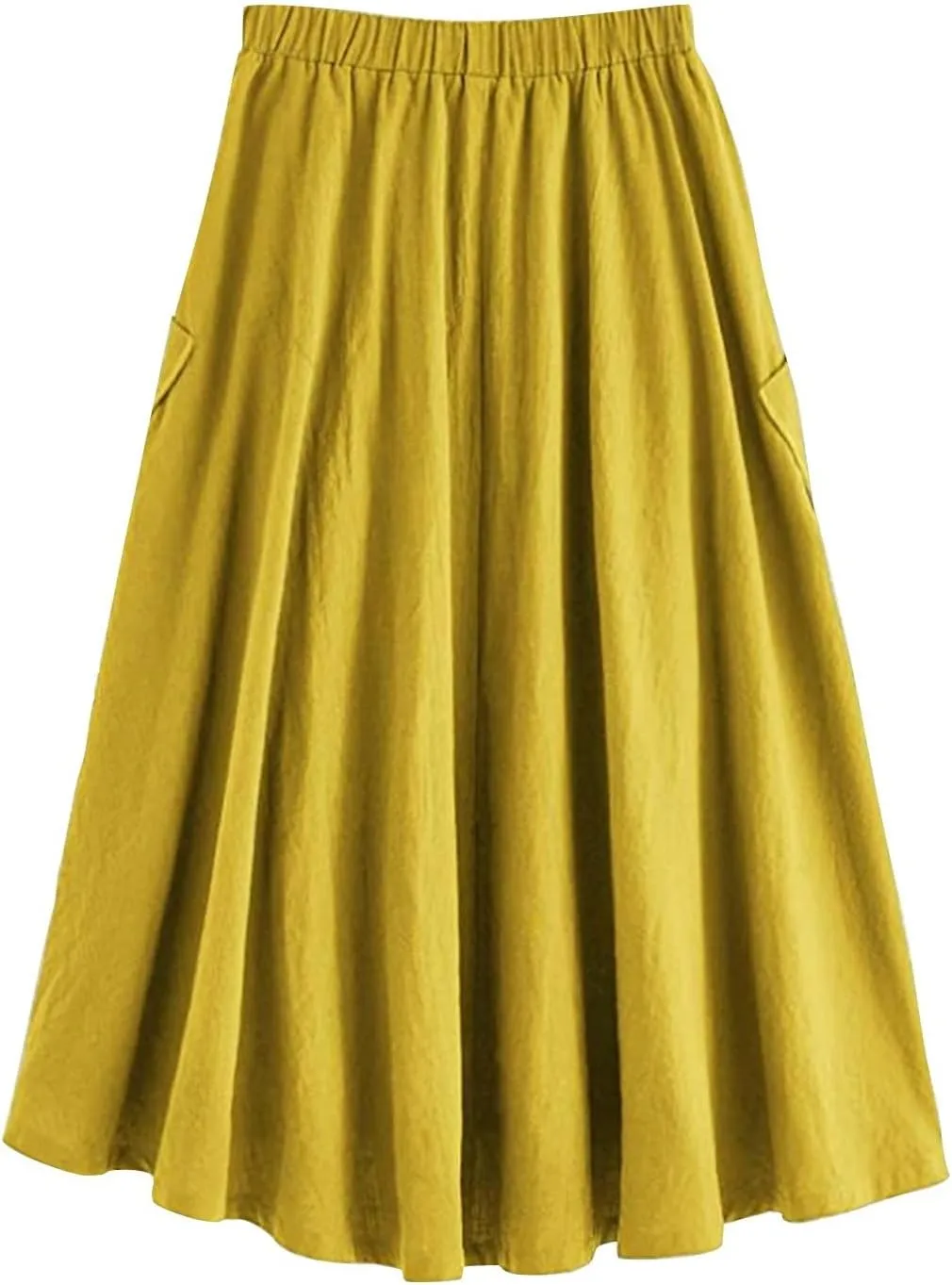 Long Skirts for Women Below Knee Length Casual Elastic Tie Waist Flowy A Line High Low Midi Skirt Dress with Pockets