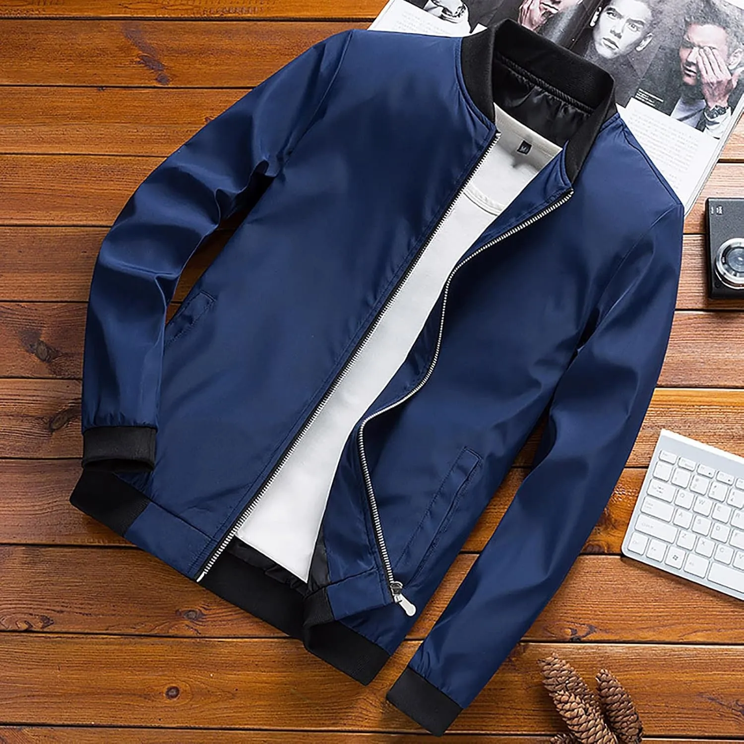 Loose Baseball Jackets for Men Big and Tall Bomber Jacket Business Casual Jackets with Pockets Lightweight Windbreaker