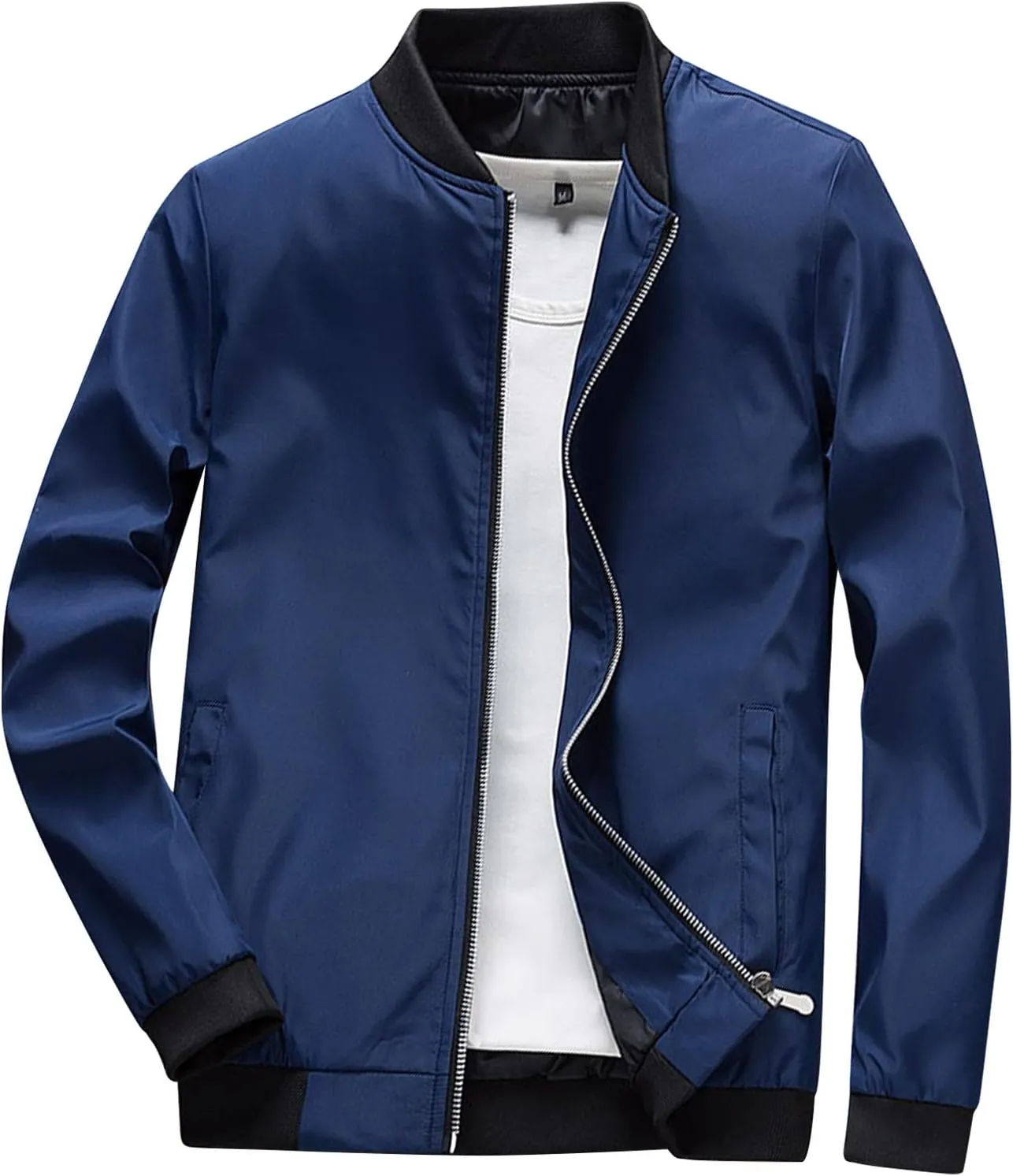 Loose Baseball Jackets for Men Big and Tall Bomber Jacket Business Casual Jackets with Pockets Lightweight Windbreaker