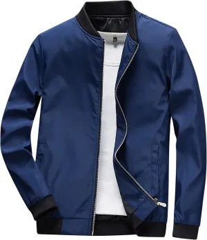 Loose Baseball Jackets for Men Big and Tall Bomber Jacket Business Casual Jackets with Pockets Lightweight Windbreaker