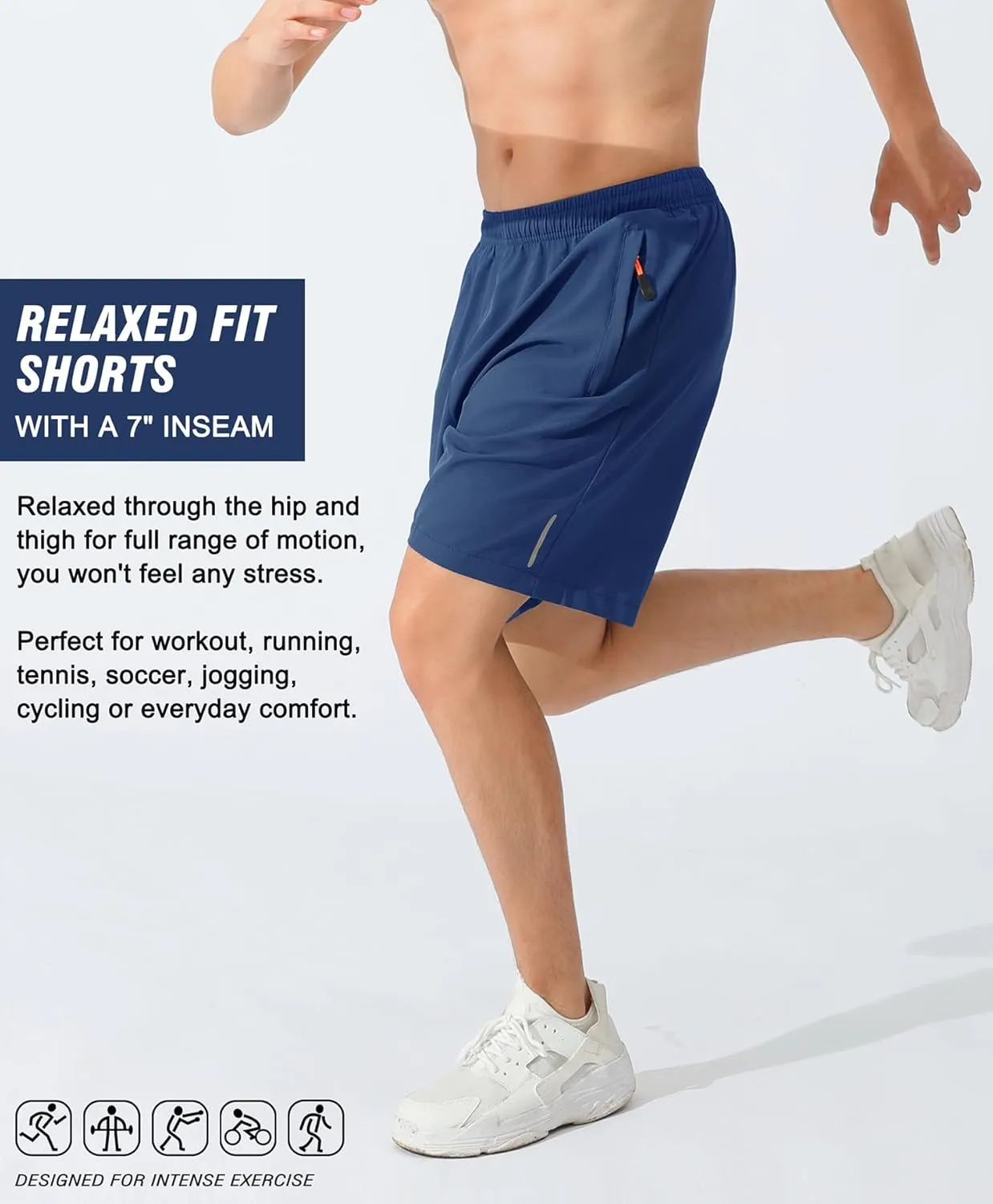 LOUECHY Men's Running Shorts Lightweight Quick Dry Workout Shorts Gym Athletic Shorts with Zipper Pockets