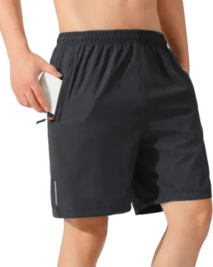 LOUECHY Men's Running Shorts Lightweight Quick Dry Workout Shorts Gym Athletic Shorts with Zipper Pockets