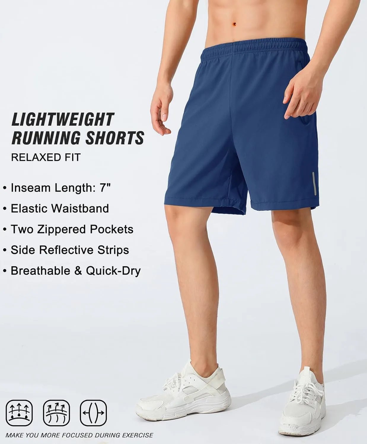 LOUECHY Men's Running Shorts Lightweight Quick Dry Workout Shorts Gym Athletic Shorts with Zipper Pockets