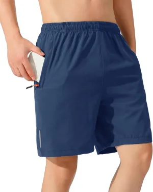 LOUECHY Men's Running Shorts Lightweight Quick Dry Workout Shorts Gym Athletic Shorts with Zipper Pockets