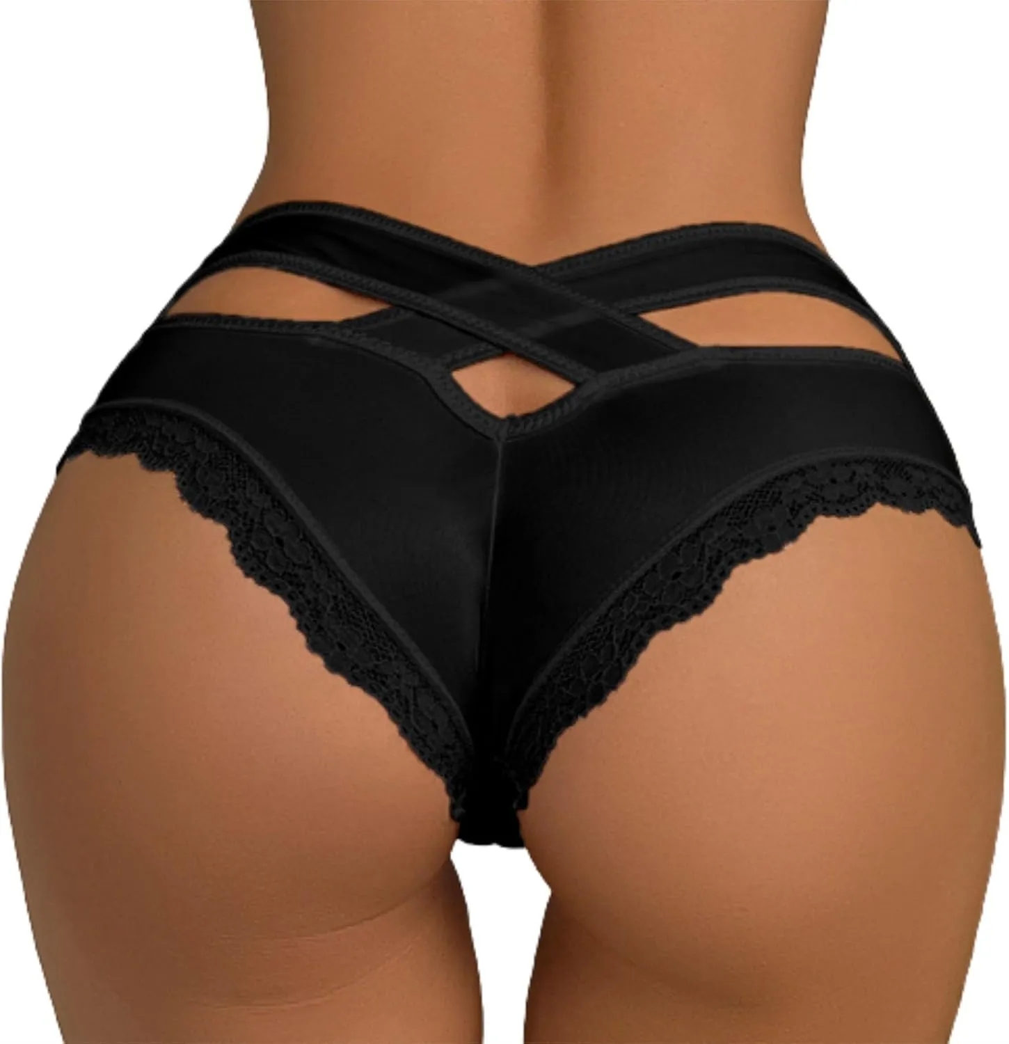 Low Rise Funny Sexy Panties for Women Lace Thongs Hipsters Breathable Underwear Soft Ice Silk Tummy Control Tangas