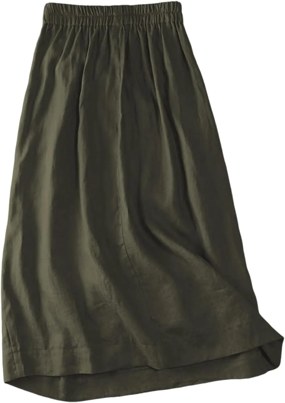 Maxi Skirts for Women Summer Loose Casual Trendy Button Solid Color Flowy Vacation Linen Skirt, M-2XL