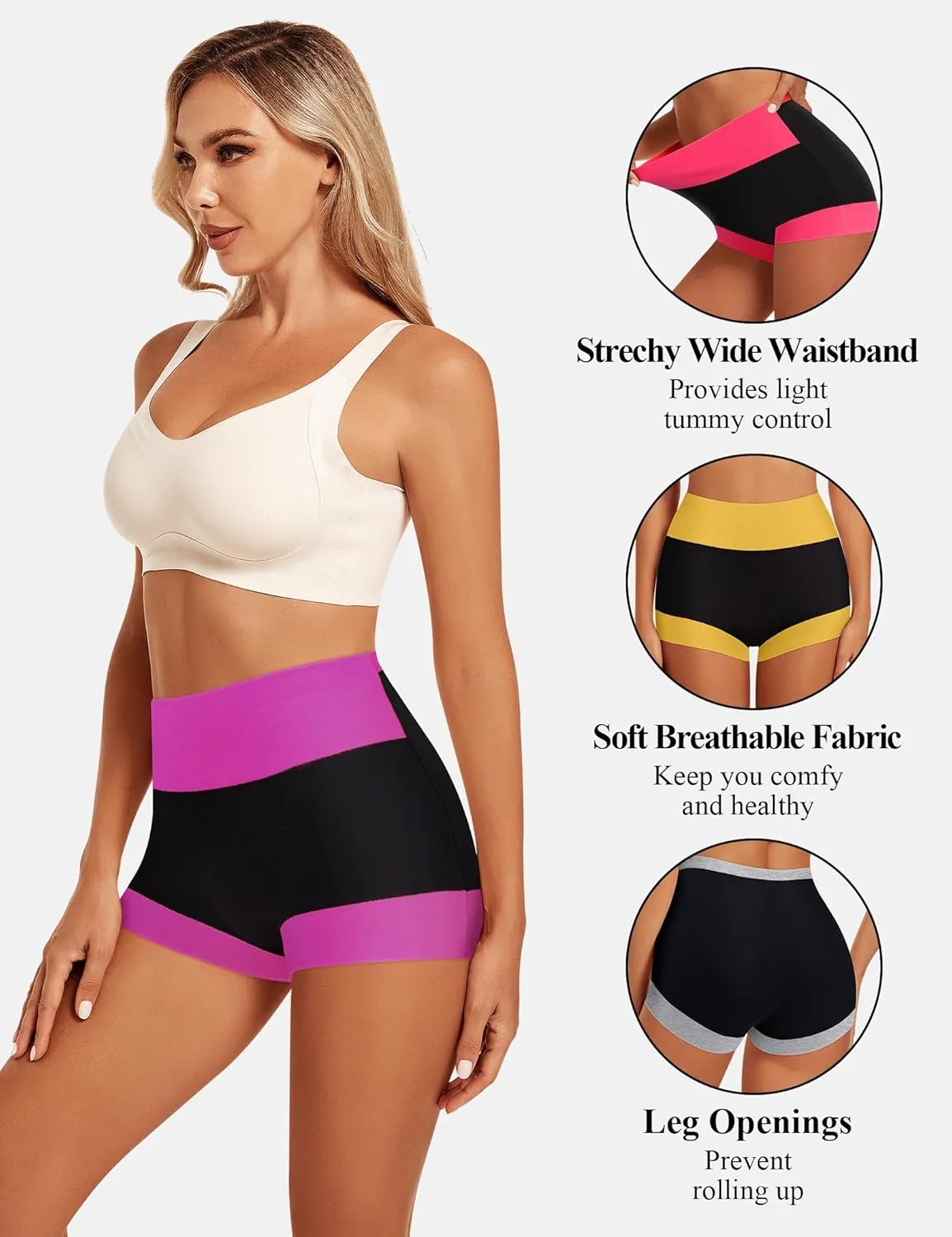 MEIYATING Boy Shorts Underwear for Women High Waisted Cotton Panties Stretch Briefs 4 Pack