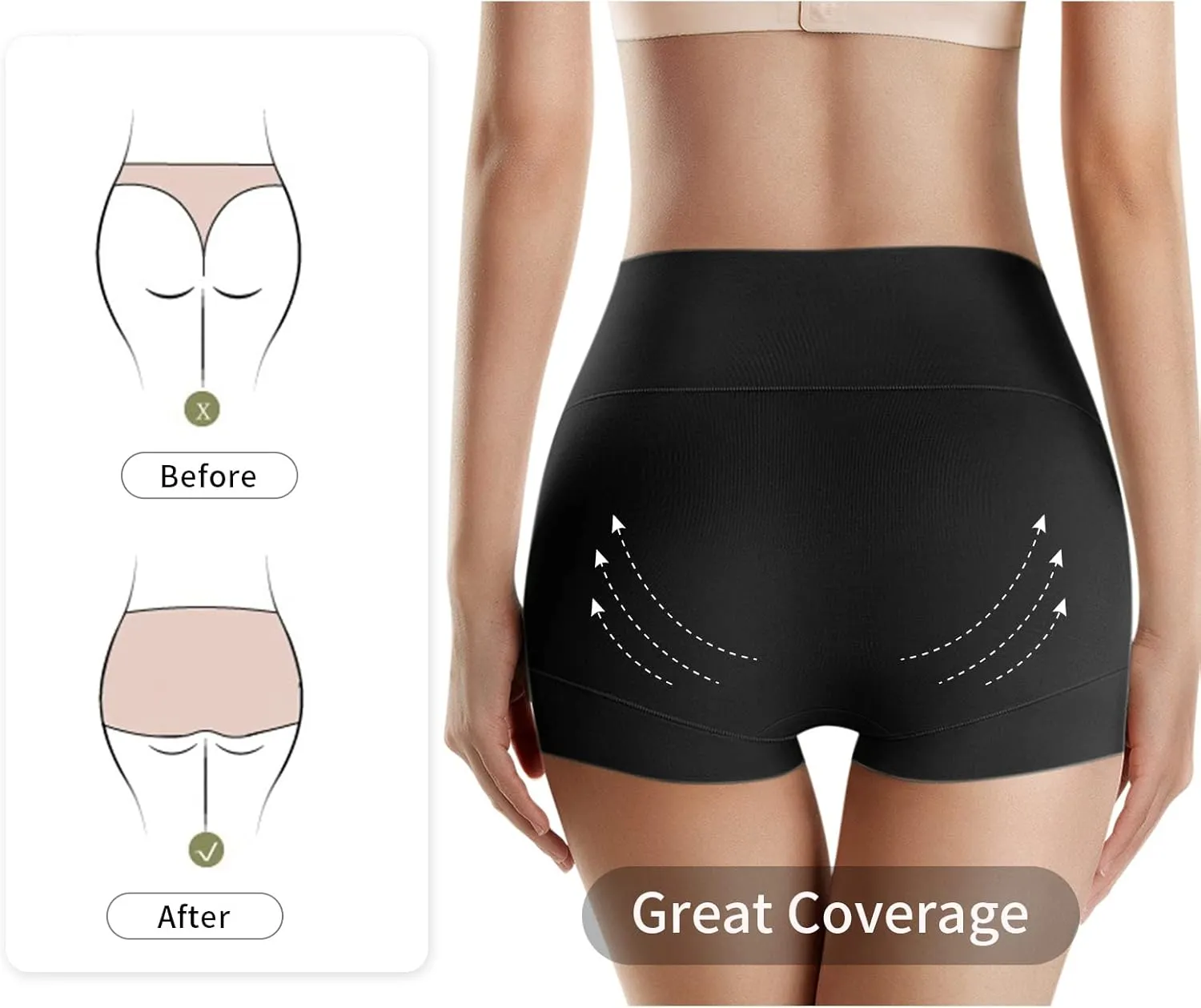 MEIYATING Boy Shorts Underwear for Women High Waisted Cotton Panties Stretch Briefs 4 Pack