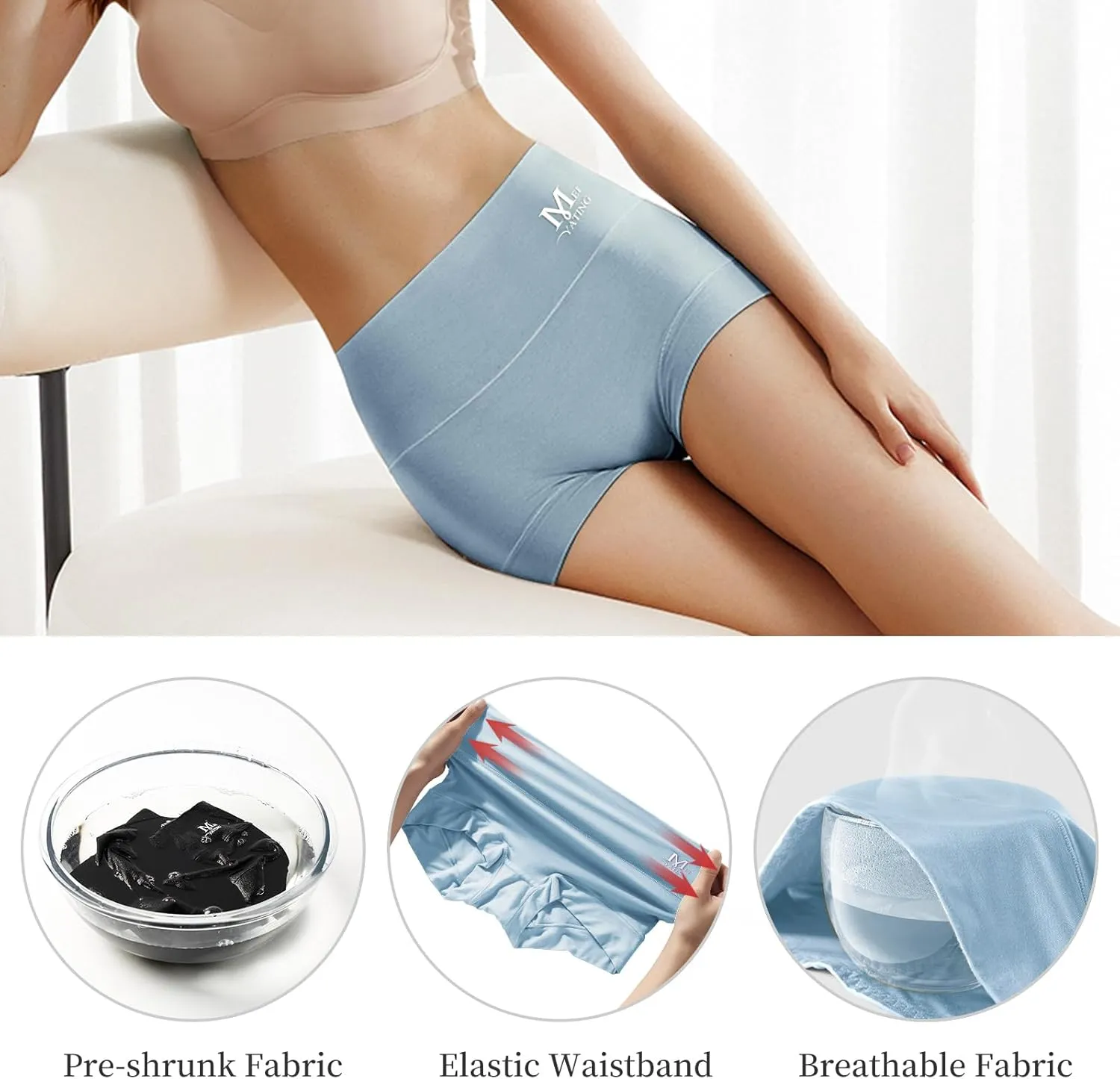 MEIYATING Boy Shorts Underwear for Women High Waisted Cotton Panties Stretch Briefs 4 Pack