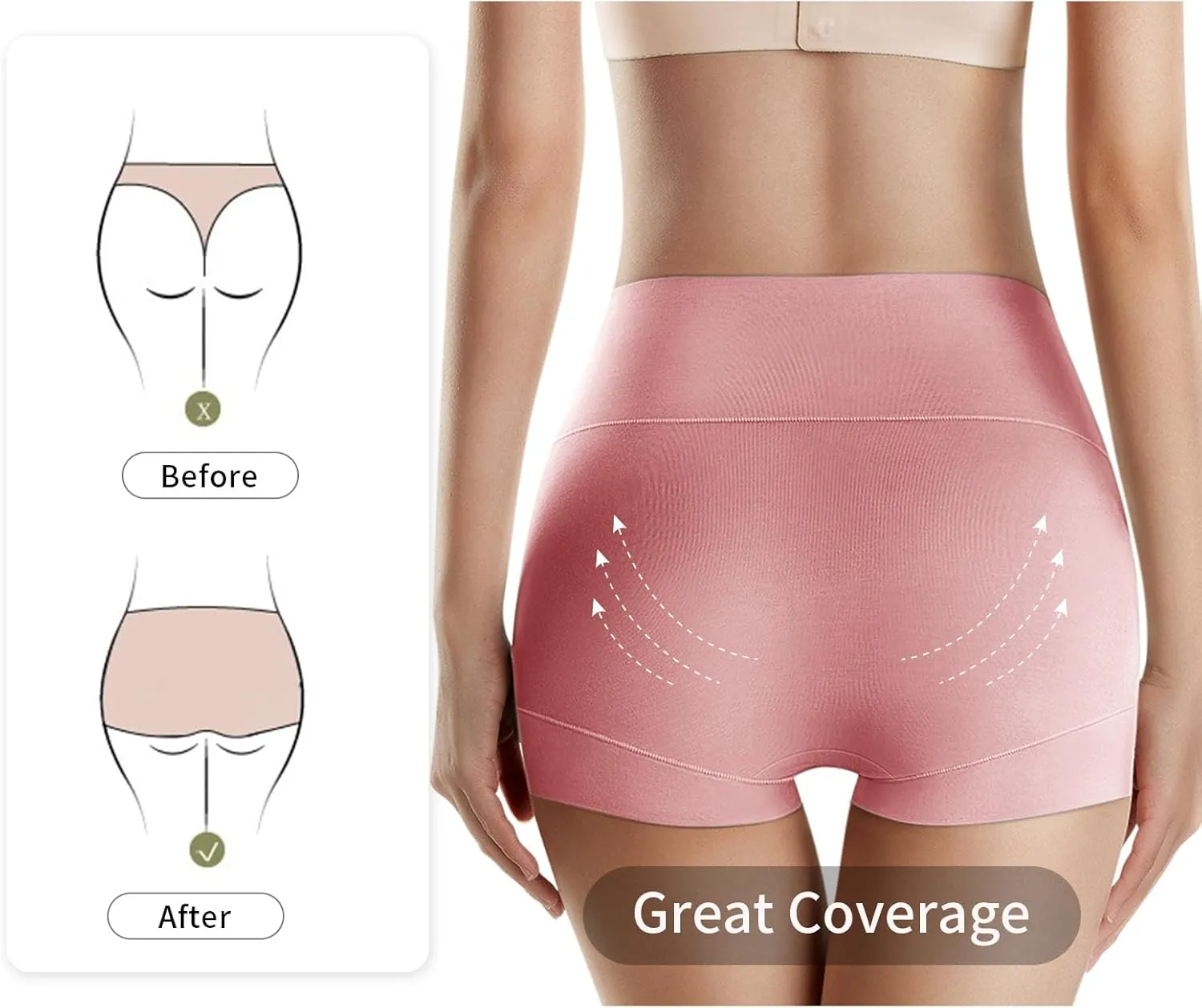 MEIYATING Boy Shorts Underwear for Women High Waisted Cotton Panties Stretch Briefs 4 Pack