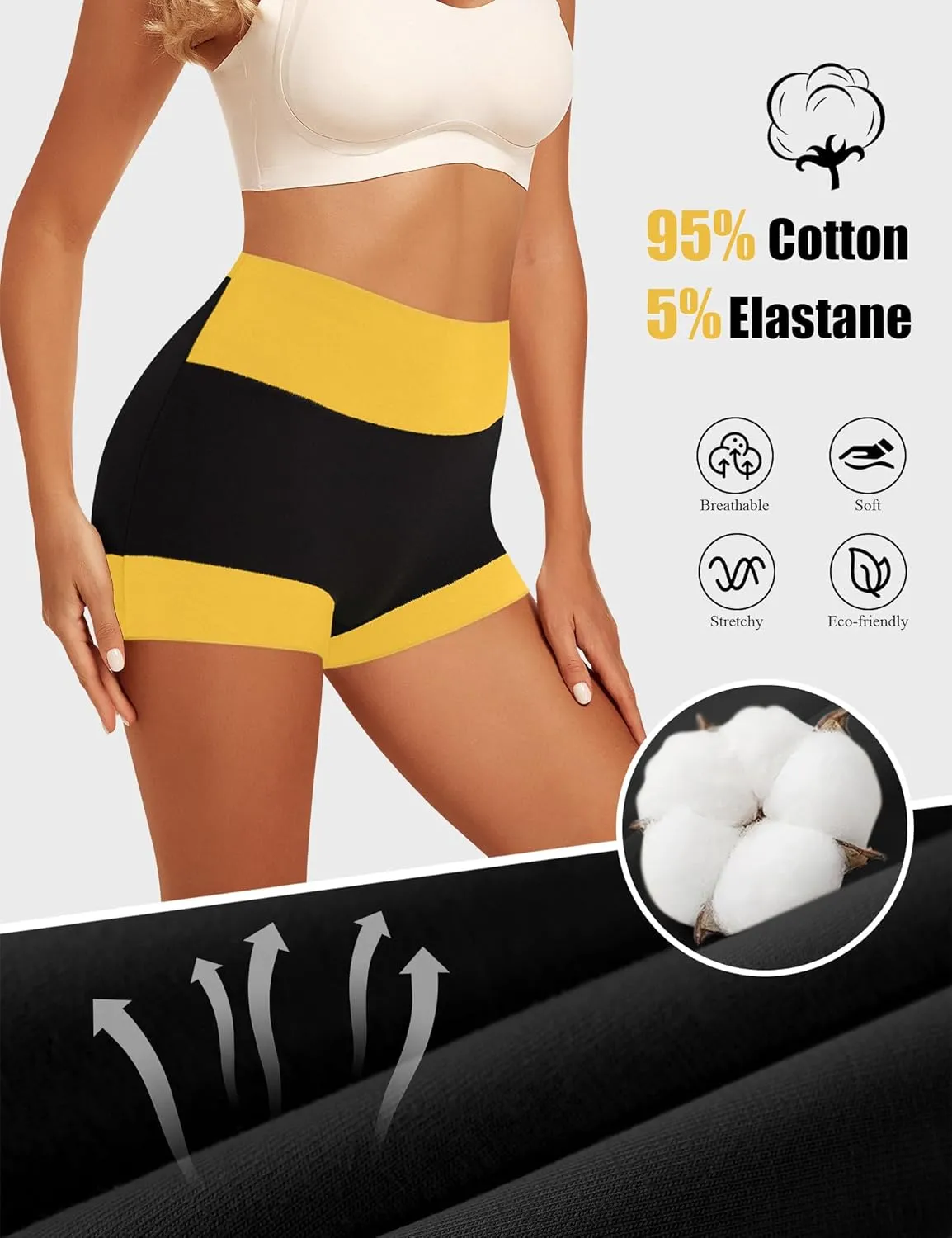 MEIYATING Boy Shorts Underwear for Women High Waisted Cotton Panties Stretch Briefs 4 Pack