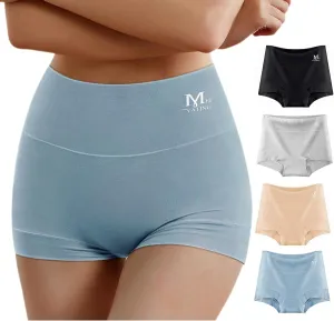MEIYATING Boy Shorts Underwear for Women High Waisted Cotton Panties Stretch Briefs 4 Pack