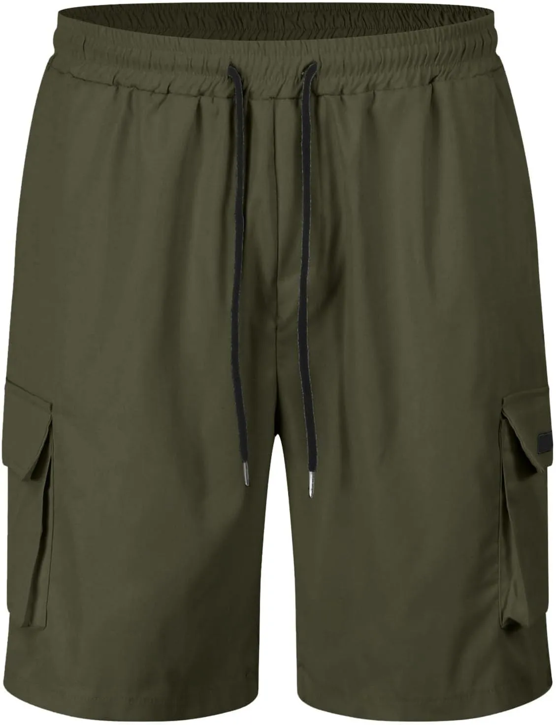Men Cargo Shorts Relaxed Fit Stretch Straight Leg Athletic Shorts Drawstring Casual Elastic Waist Beach Hiking Camping Pants