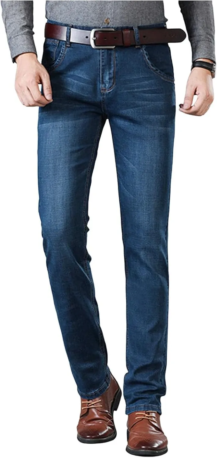 Men Classic Relaxed Fit Jeans 90s Vintage Straight Leg Denim Pants Comfort Flex Waist Stretch Workwear Jeans Trouser