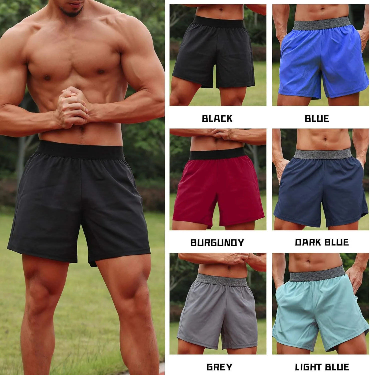 Men Sport Shorts Men Sport Shorts Elastic Waist Pocket Towel Loop Running Basketball Gym Athletic Loose Fit Quick-Dry
