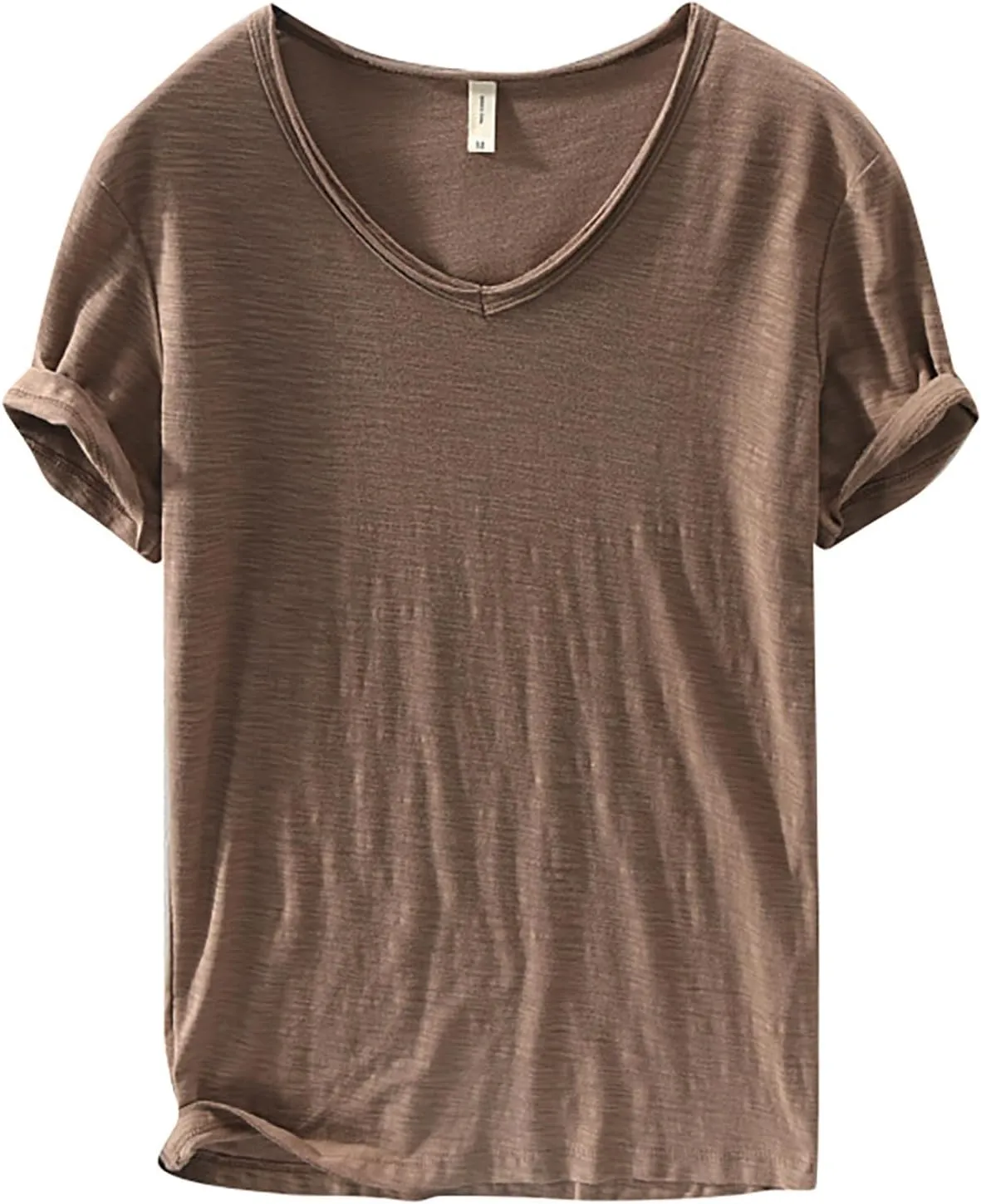 Mens 100% Cotton V-Neck T Shirts Loose Fit Soft Short Sleeve Streetwear Basic Tee Tops Summer Beach Hippie Shirt