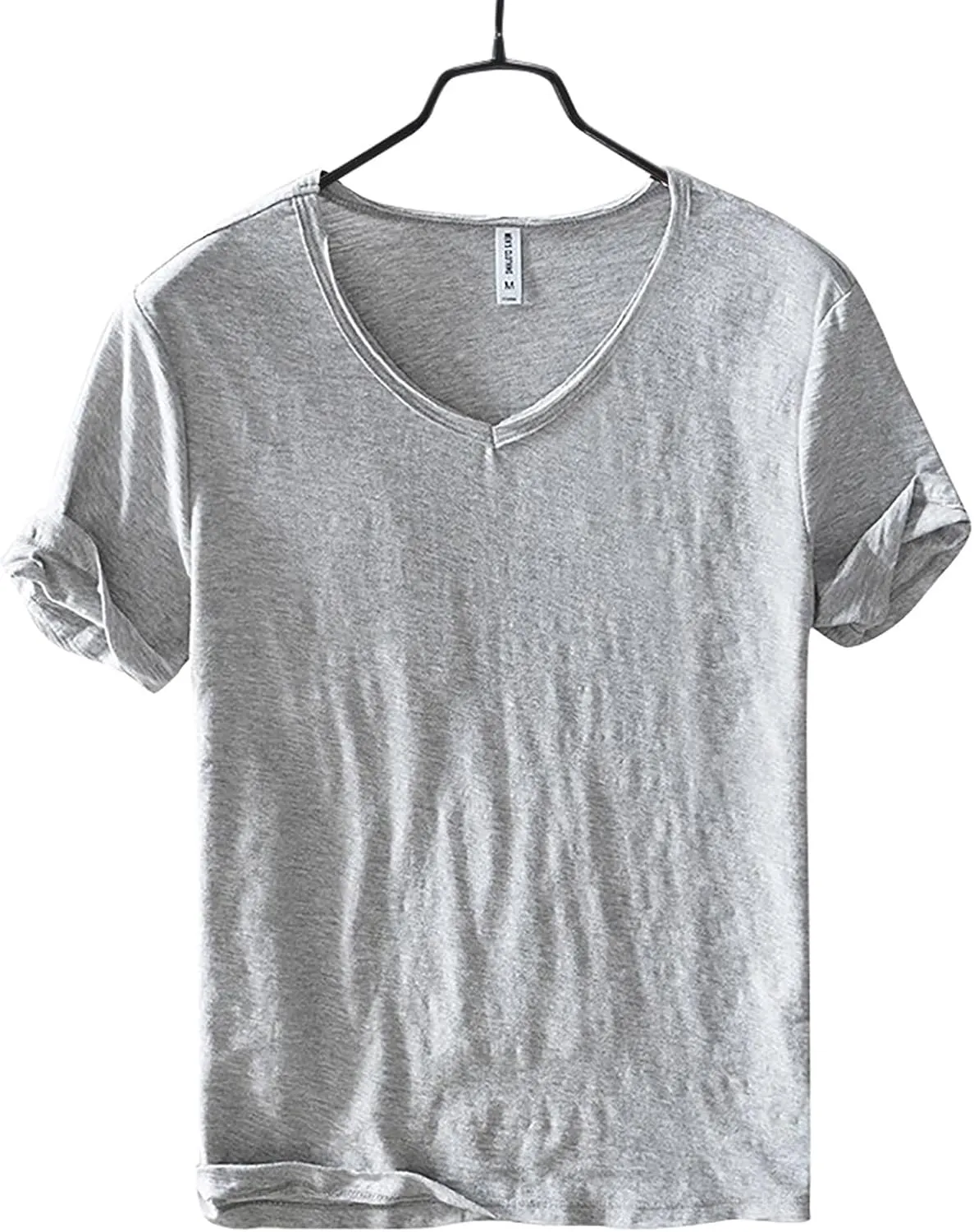 Mens 100% Cotton V-Neck T Shirts Loose Fit Soft Short Sleeve Streetwear Basic Tee Tops Summer Beach Hippie Shirt