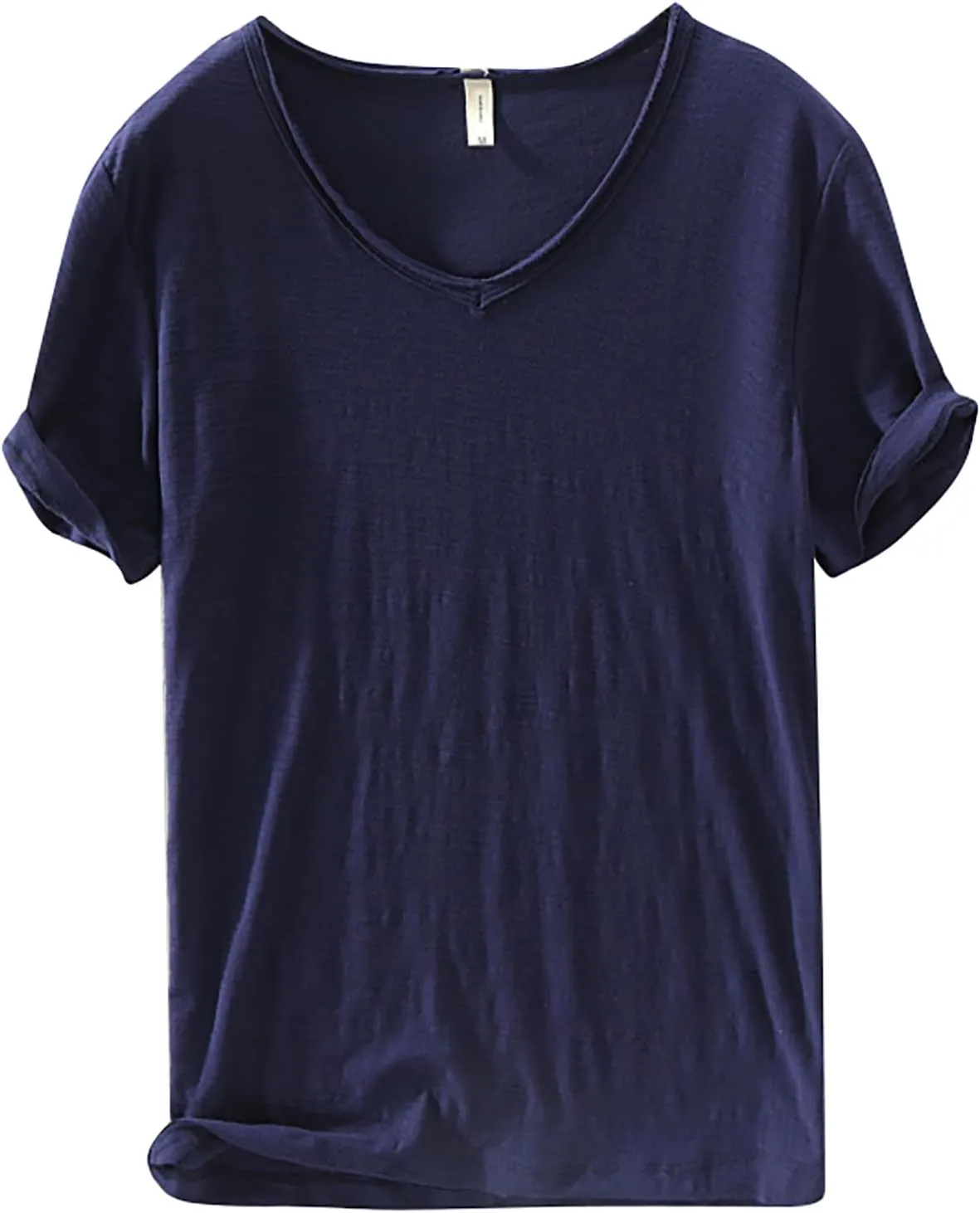 Mens 100% Cotton V-Neck T Shirts Loose Fit Soft Short Sleeve Streetwear Basic Tee Tops Summer Beach Hippie Shirt