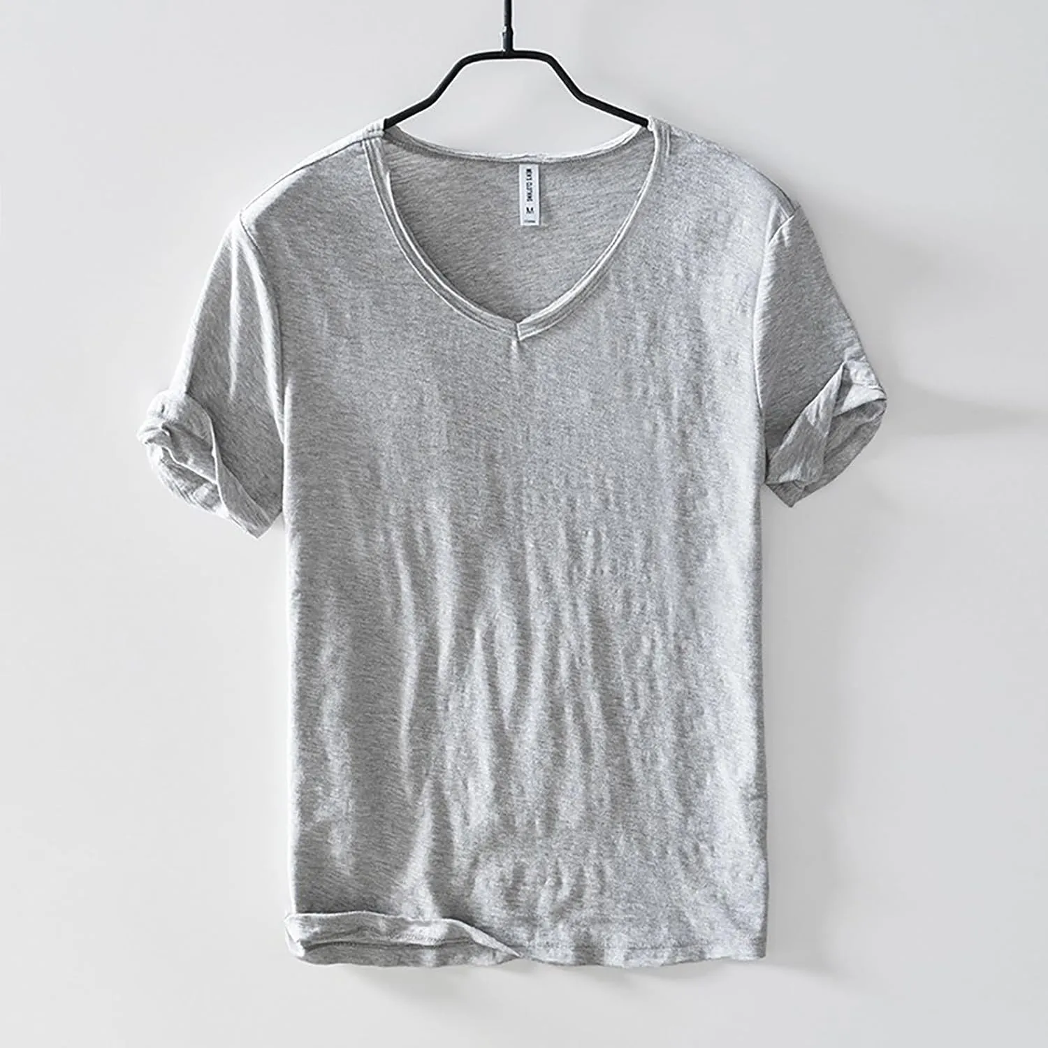 Mens 100% Cotton V-Neck T Shirts Loose Fit Soft Short Sleeve Streetwear Basic Tee Tops Summer Beach Hippie Shirt