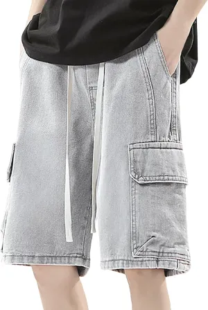 Men's Baggy Jean Shorts Loose Fit Mid Denim Shorts Summer Casual Aesthetic Pants Trendy Outfits