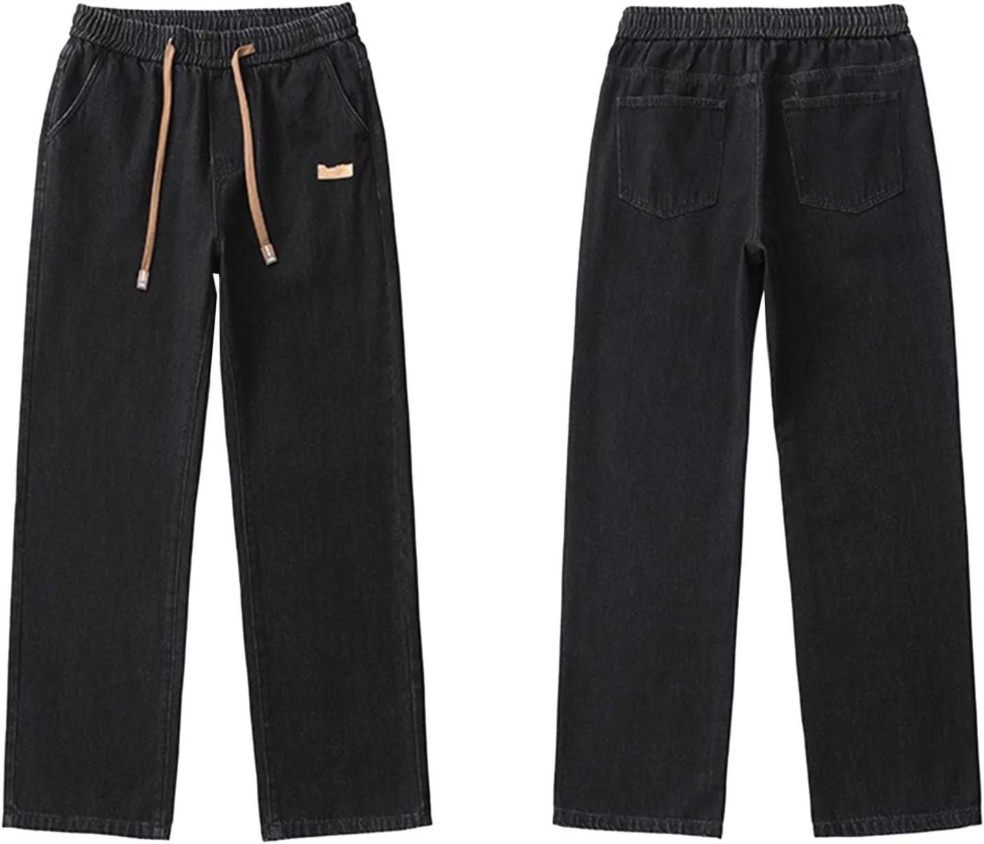 Men's Baggy Jeans Hip Hop Loose Fit Elastic Waist Jeans Y2K Hip Hop Straight Leg Skate Denim Pants Harajuku Trousers
