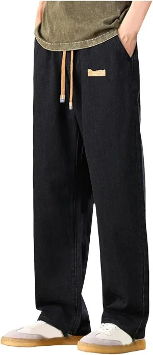Men's Baggy Jeans Hip Hop Loose Fit Elastic Waist Jeans Y2K Hip Hop Straight Leg Skate Denim Pants Harajuku Trousers