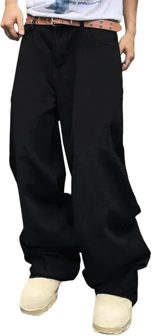 Mens Baggy Jeans Vintage Grunge Straight Leg High Waist Jean Harajuku Hip Hop Casual Trendy Y2k Streetwear Denim Pant