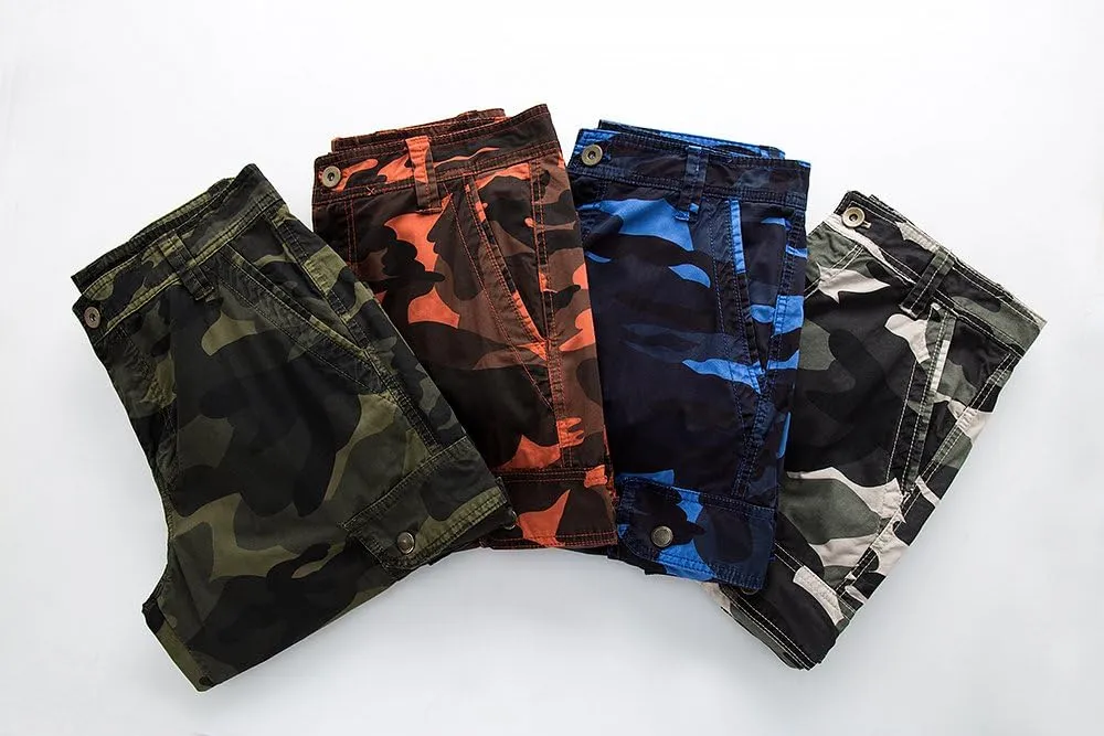 Mens Camo Cargo Shorts Relaxed Fit Lightweight Multi Pocket Camouflage Outdoor Twill Cargo Shorts