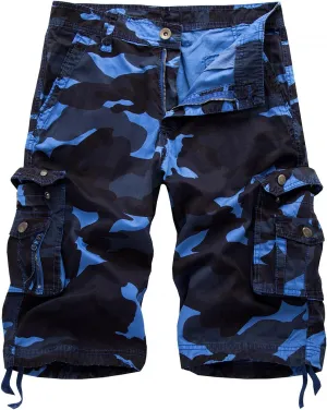 Mens Camo Cargo Shorts Relaxed Fit Lightweight Multi Pocket Camouflage Outdoor Twill Cargo Shorts