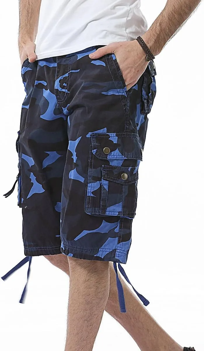 Mens Camo Cargo Shorts Relaxed Fit Lightweight Multi Pocket Camouflage Outdoor Twill Cargo Shorts