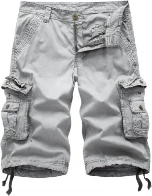 Mens Camo Cargo Shorts Relaxed Fit Lightweight Multi Pocket Camouflage Outdoor Twill Cargo Shorts