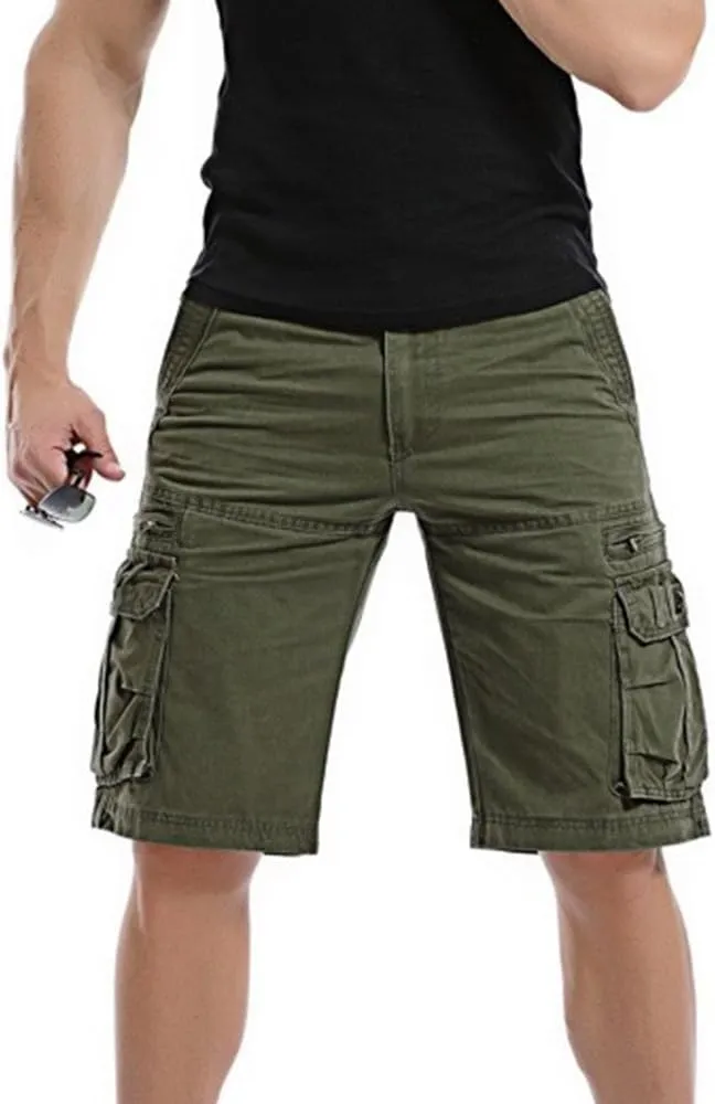 Men's Camo Cargo Shorts Relaxed Fit Multi-Pocket Outdoor Camouflage Cargo Shorts Cotton Work Casual Shorts