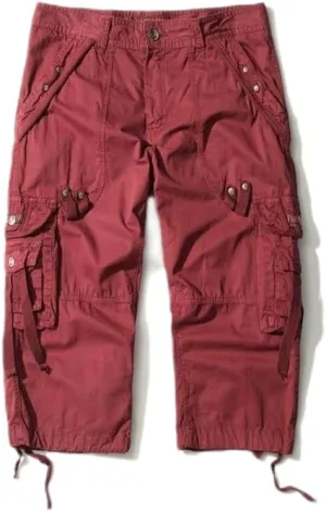 Men's Cargo Capri Pants, Relaxed Fit Multi-Pocket Outdoor Seven Points Shorts