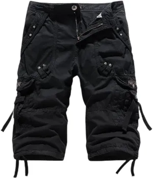 Men's Cargo Capri Pants, Relaxed Fit Multi-Pocket Outdoor Seven Points Shorts