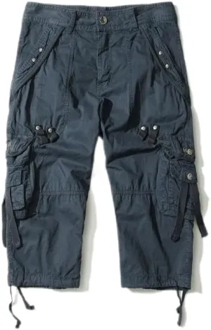 Men's Cargo Capri Pants, Relaxed Fit Multi-Pocket Outdoor Seven Points Shorts